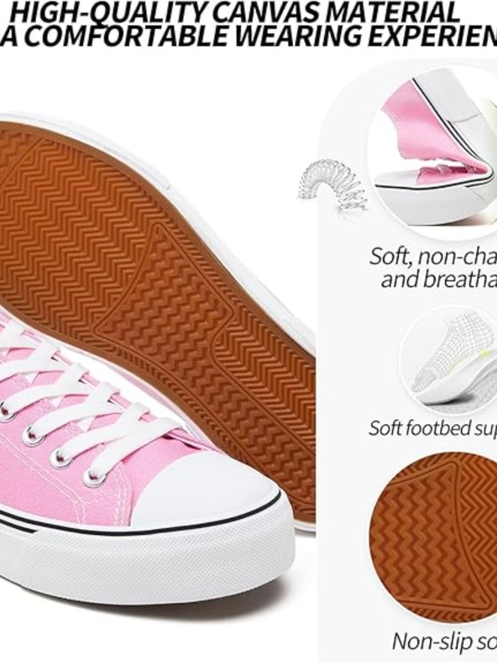 Adokoo Canvas Tennis Shoes for Women Low Top Casual Sneakers. NEW IN BOX - Picture 2 of 4